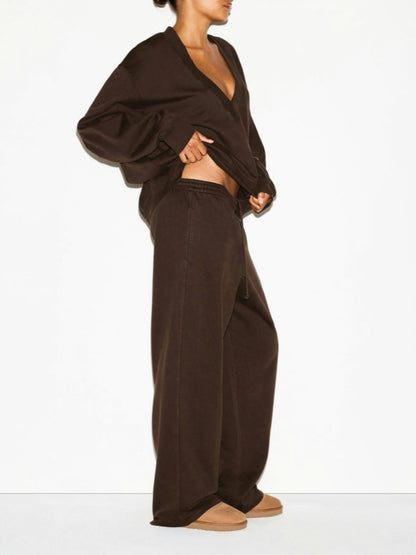 V Neck Pullover & Straight Leg Pant Two Pieces Set