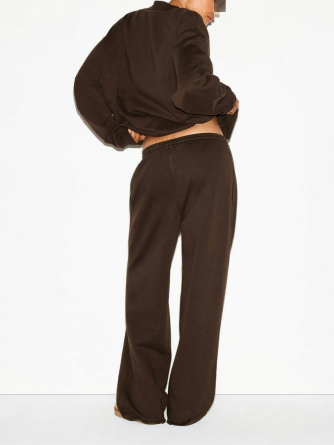 V Neck Pullover & Straight Leg Pant Two Pieces Set