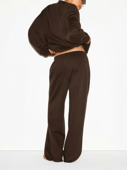 V Neck Pullover & Straight Leg Pant Two Pieces Set