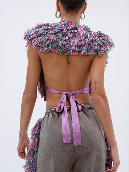 Deep V Neck Fringed Two Pieces Set