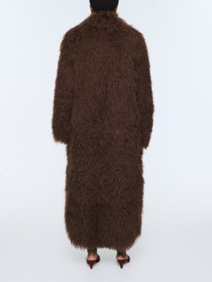 Elegant Faux Fur Full-Length Coat