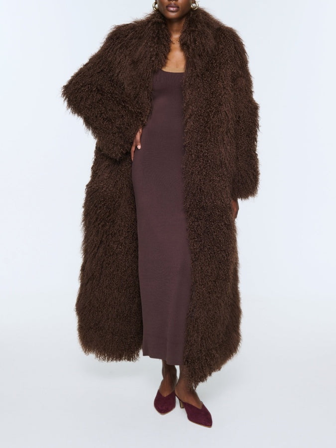 Elegant Faux Fur Full-Length Coat