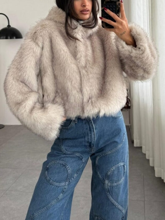 Hooded Short Fur Coat