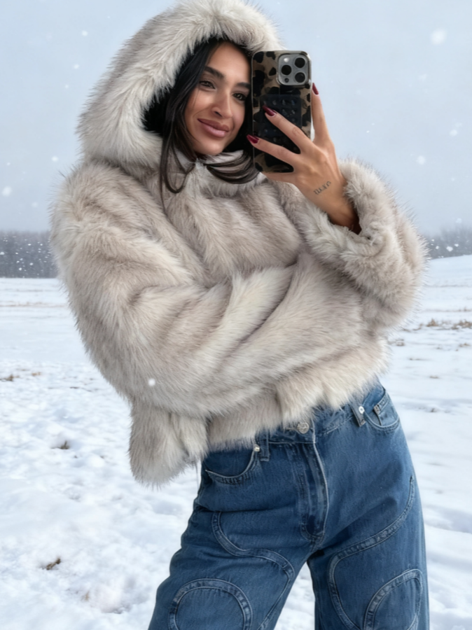 Hooded Short Fur Coat