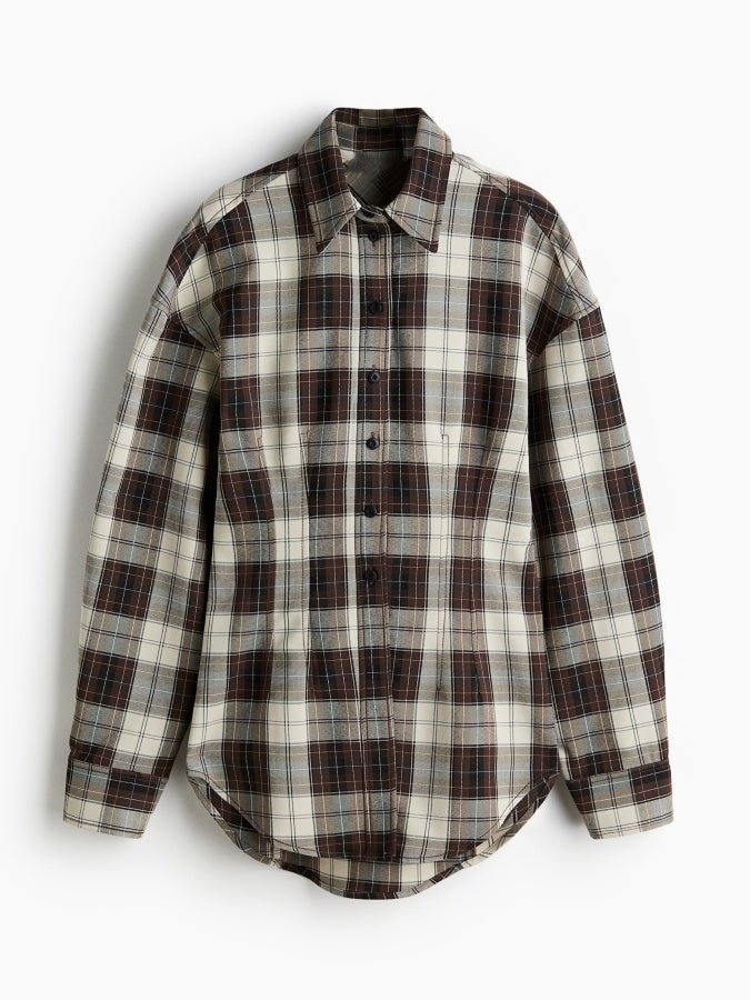 Defined-Waist Plaid Shirt