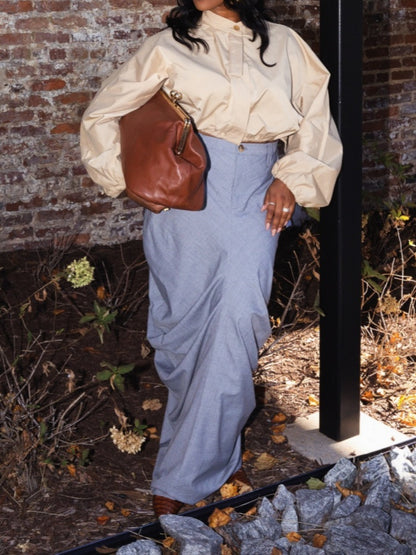 Tie-Up Ruched Long-Sleeve Jacket