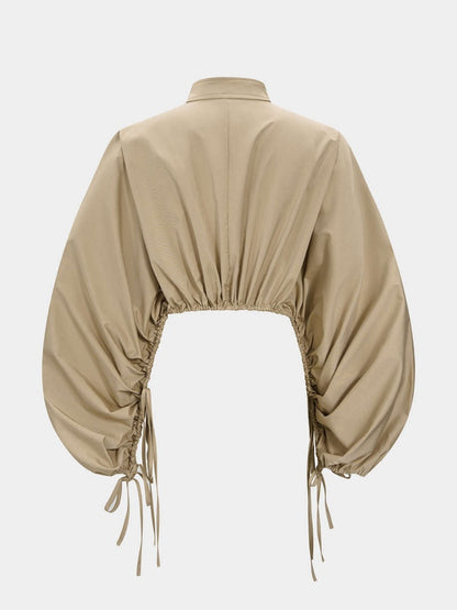 Tie-Up Ruched Long-Sleeve Jacket