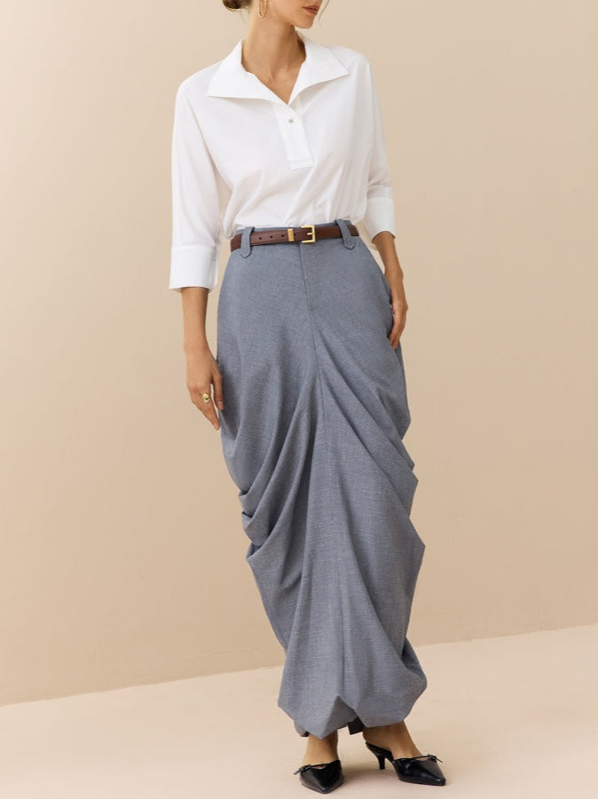 Linen Ruched Skirt