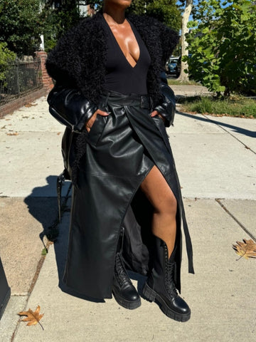 Large Lapel Leather Jacket