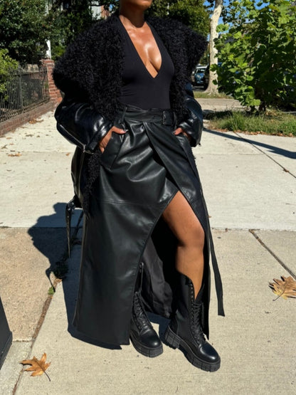 Large Lapel Leather Jacket