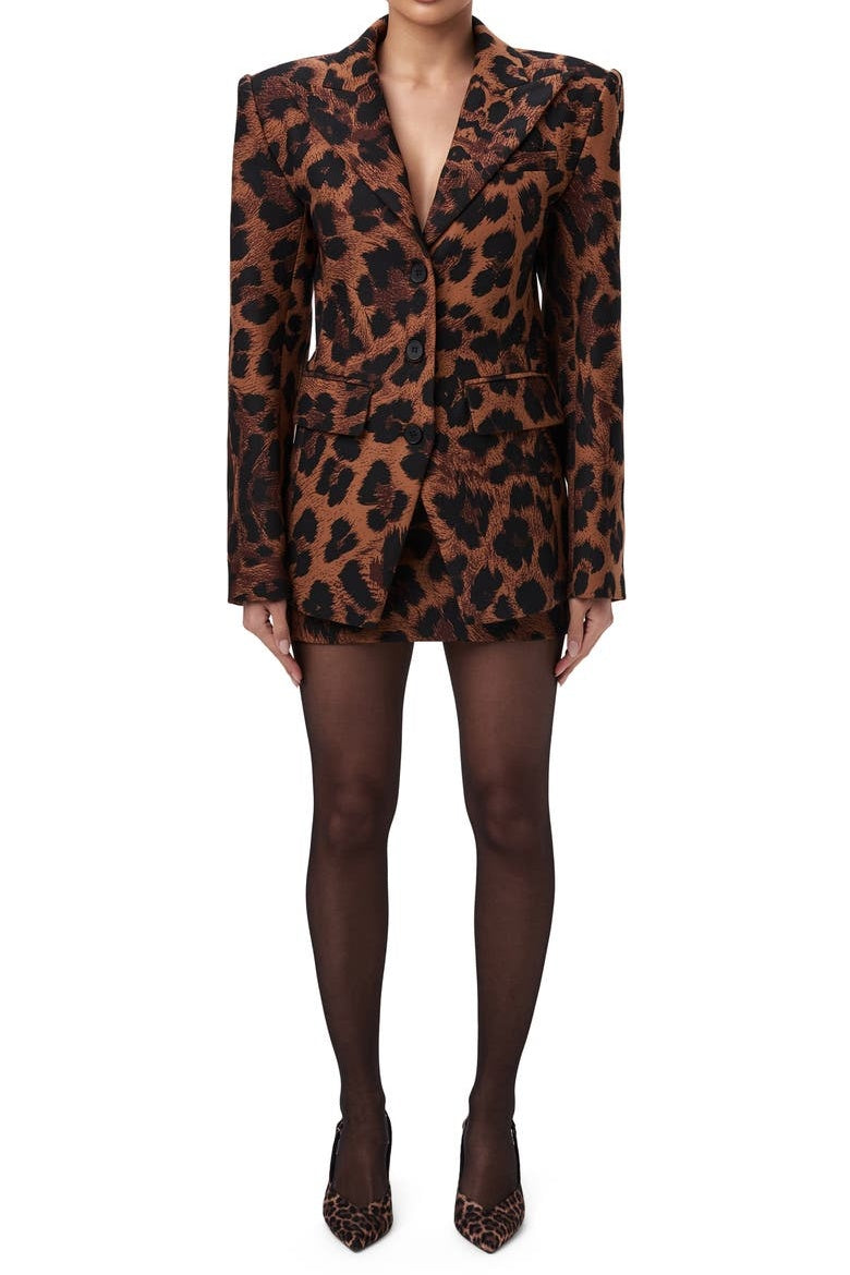 Leopard Print Fitted Blazer Set