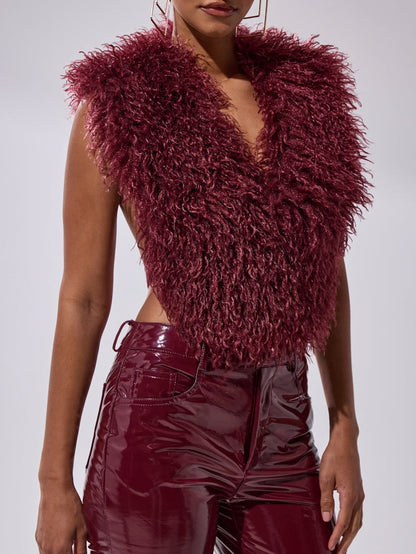 Faux Fur Halter Top