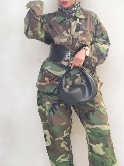Camouflage Jacket And Pants Set