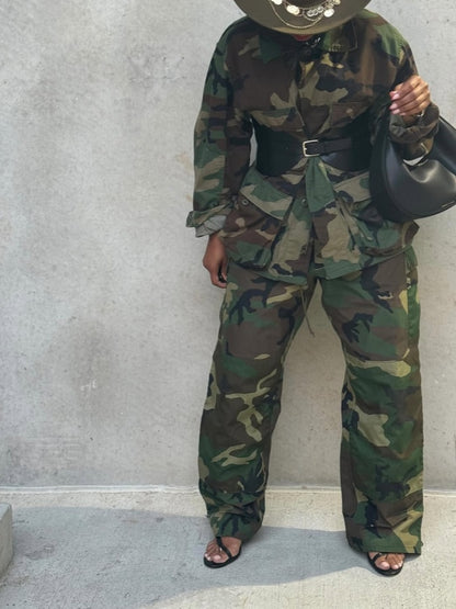 Camouflage Jacket And Pants Set