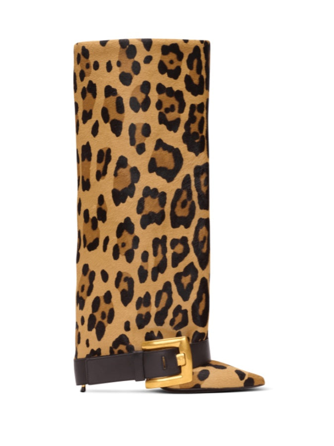 Leopard Print Leather Boots