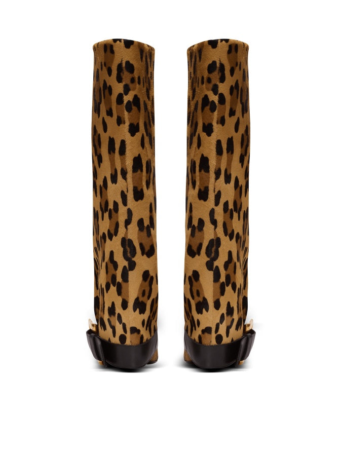 Leopard Print Leather Boots