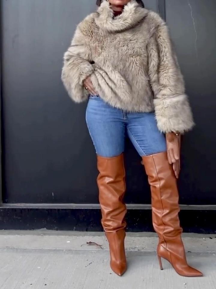 Faux Fur Pullover Top