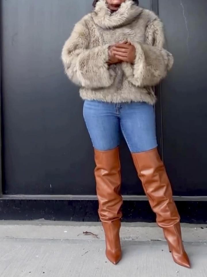 Faux Fur Pullover Top