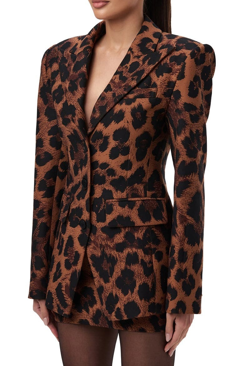 Leopard Print Lapel Blazer