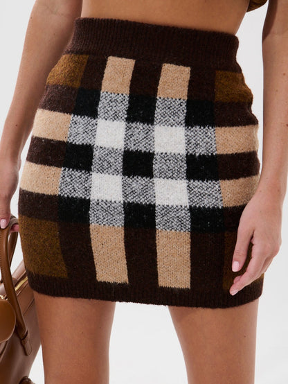 Knitted Plaid Two-pieces Set
