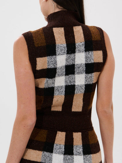 Knitted Plaid Two-pieces Set
