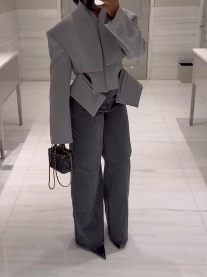 Asymmetric Hem Cutout Jacket