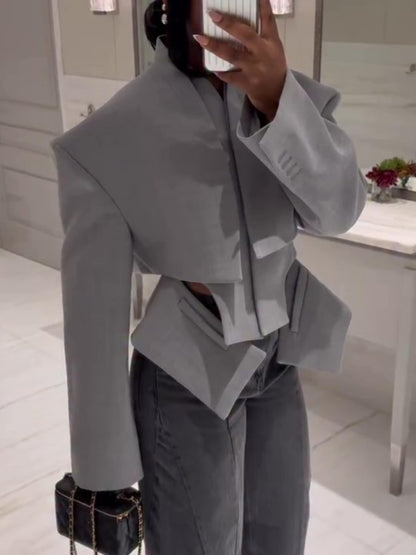 Asymmetric Hem Cutout Jacket