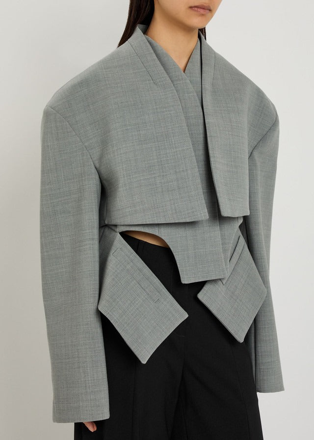 Asymmetric Hem Cutout Jacket