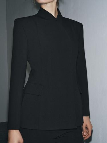 High Neck Long Sleeve Fitted Blazer