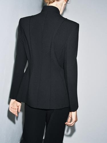 High Neck Long Sleeve Fitted Blazer