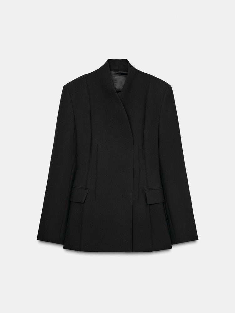 High Neck Long Sleeve Fitted Blazer