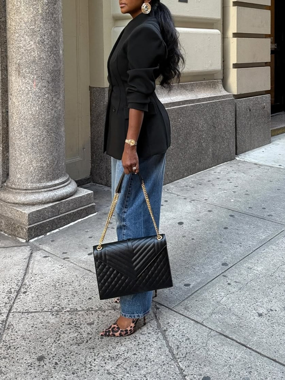 High Neck Long Sleeve Fitted Blazer