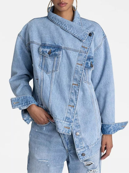 Slant-breasted Denim Jacket