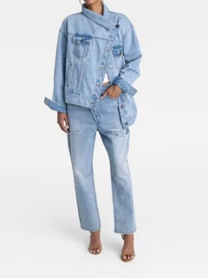 Slant-breasted Denim Jacket