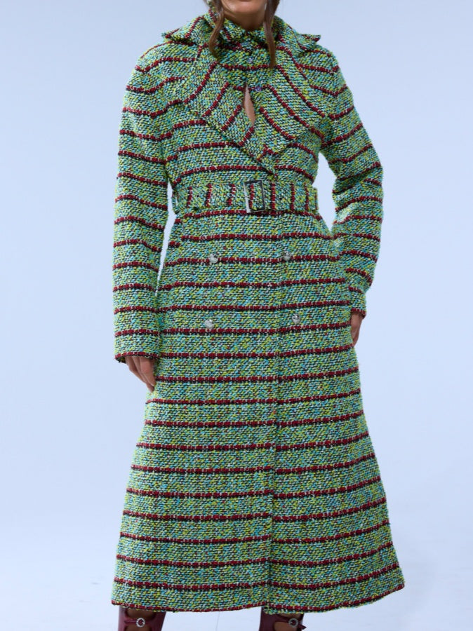 Check Tweed Trench Coat