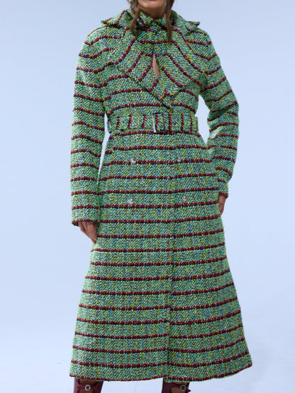 Check Tweed Trench Coat