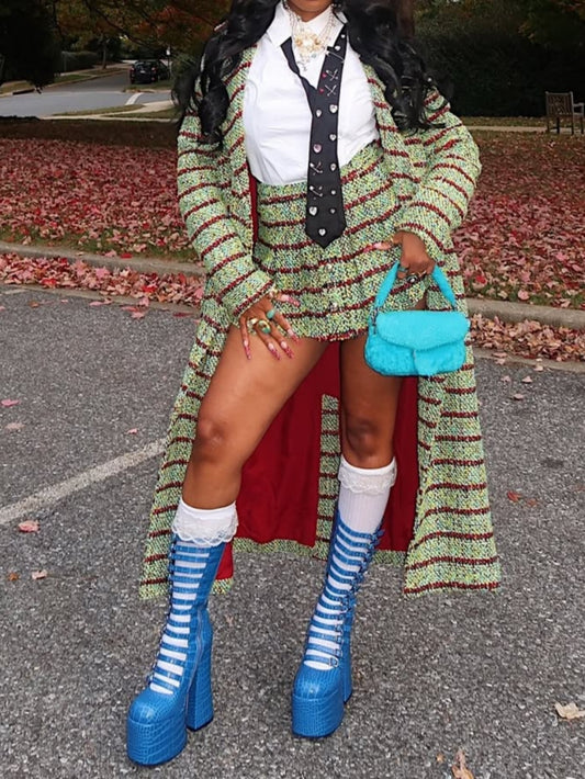 Check Tweed Trench Coat