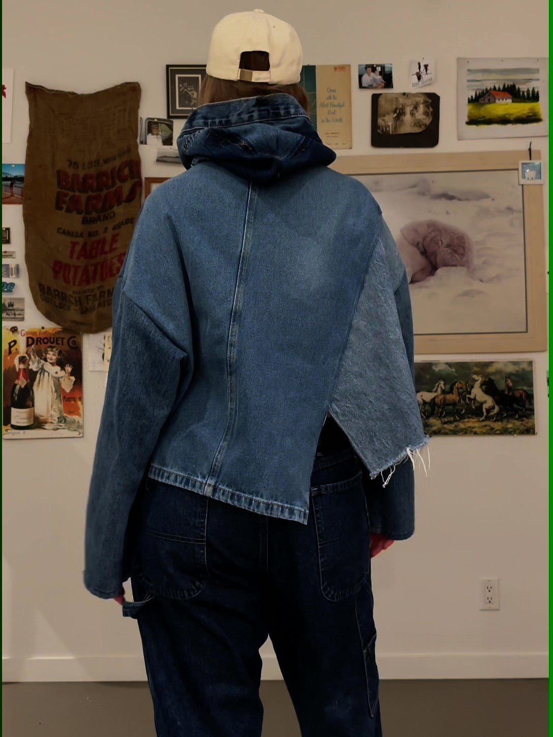 Overlap Denim Hoodie