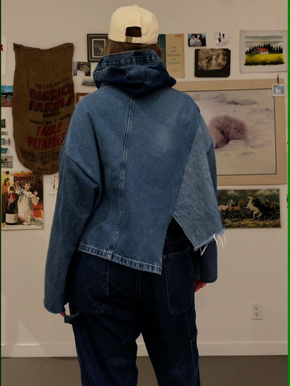 Overlap Denim Hoodie