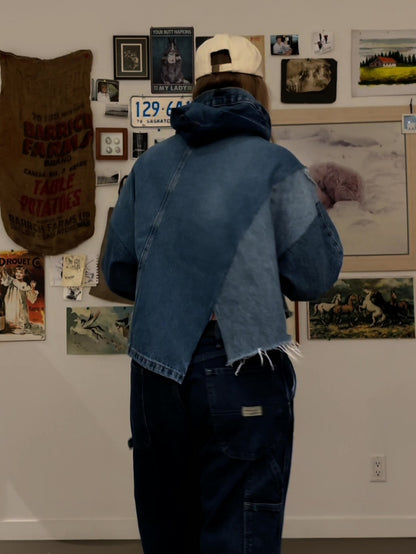 Overlap Denim Hoodie