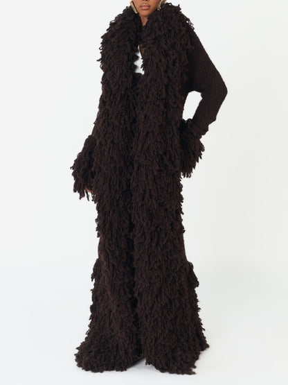 Fringe Knit Maxi Coat