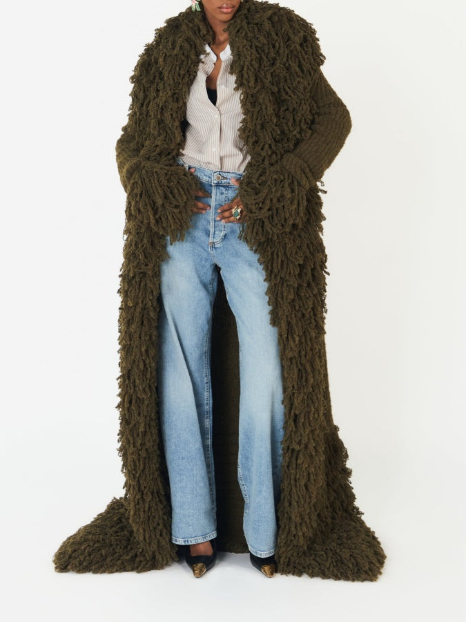 Fringe Knit Maxi Coat