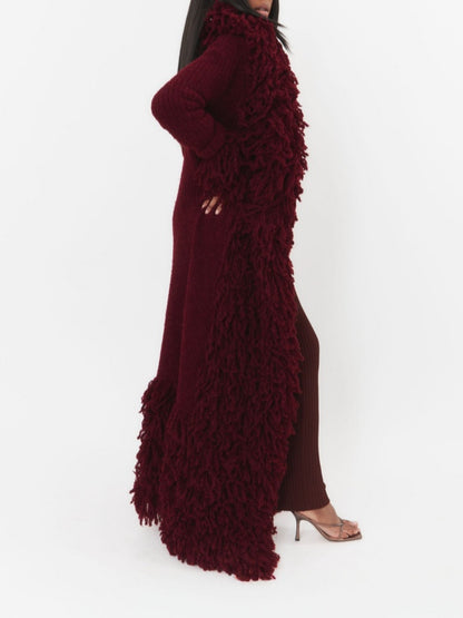 Fringe Knit Maxi Coat
