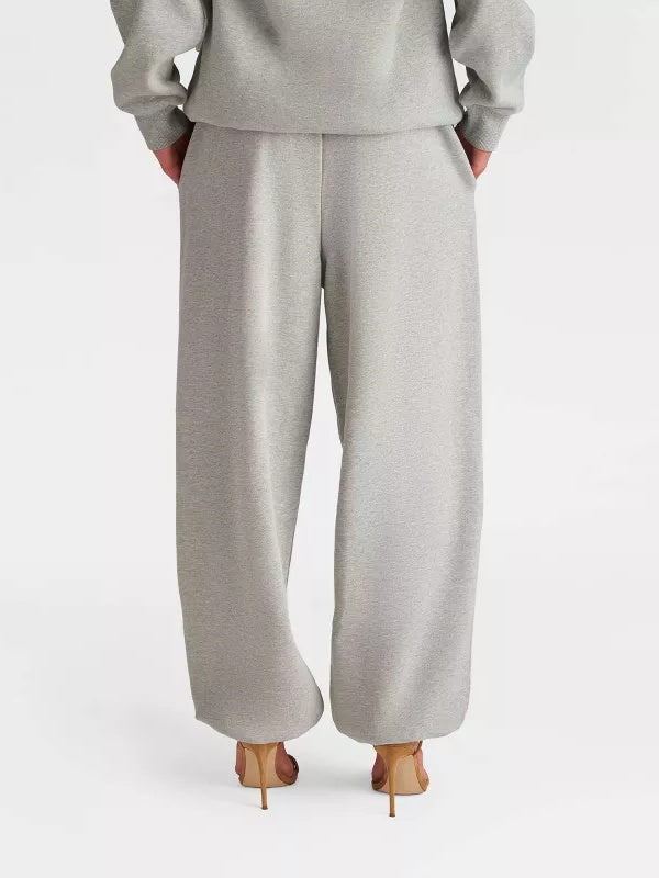 Double Layer Crewneck Sweatshirt & Sweatpants 2Pcs Set