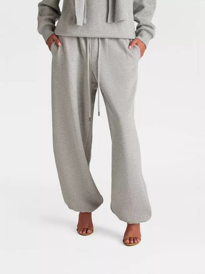 Double Layer Crewneck Sweatshirt & Sweatpants 2Pcs Set