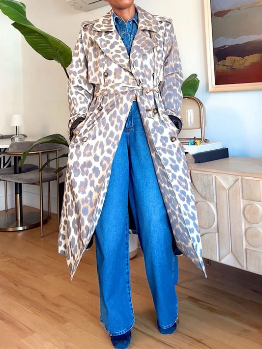 Leopard Print Trench Coat