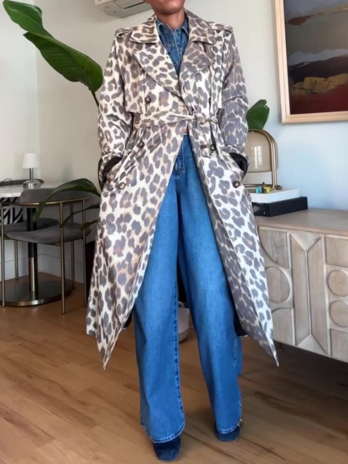 Leopard Print Trench Coat