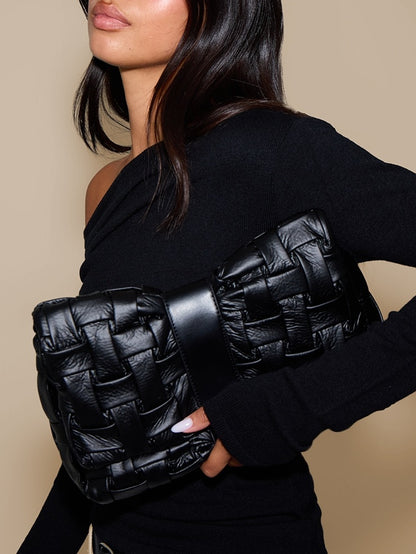 Black Cross Weave Clutch Bag