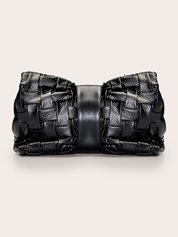 Black Cross Weave Clutch Bag