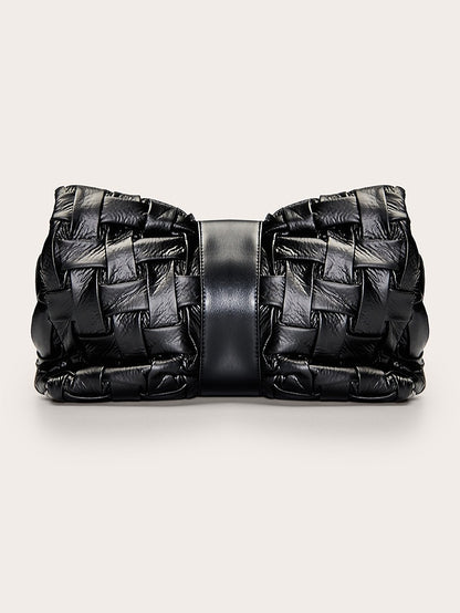 Black Cross Weave Clutch Bag